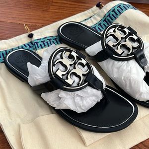 Tory Burch Miller Navy with Silver medallion